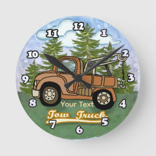 Classic Old Tow Truck Round Clock