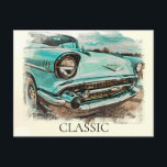 *~* Classic Old Vintage Antique Painting Retro Postcard<br><div class="desc">POST CARD POSTCARD - CLASSIC CARS - Grunge style Paintings - PERSONALIZE TEXT IF DESIRED. - The background is a warm Yellow. Energetically Enhanced Digital Paintings of vehicle which is Retro Classic Vintage Antique Car , Auto , Automobiles. * A gorgeous appreciated Turquoise Classic. The style is very Artistic Unique...</div>