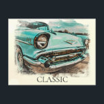 *~* Classic Old Vintage Antique Painting Retro Postcard<br><div class="desc">POST CARD POSTCARD - CLASSIC CARS - Grunge style Paintings - PERSONALIZE TEXT IF DESIRED. - The background is a warm Yellow. Energetically Enhanced Digital Paintings of vehicle which is Retro Classic Vintage Antique Car , Auto , Automobiles. * A gorgeous appreciated Turquoise Classic. The style is very Artistic Unique...</div>