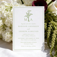Classic Olive Green Calla Lily Monogram Wedding