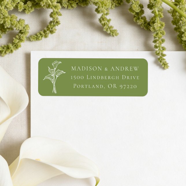 Classic Olive Green Calla Lily Wedding Address (Creator Uploaded)