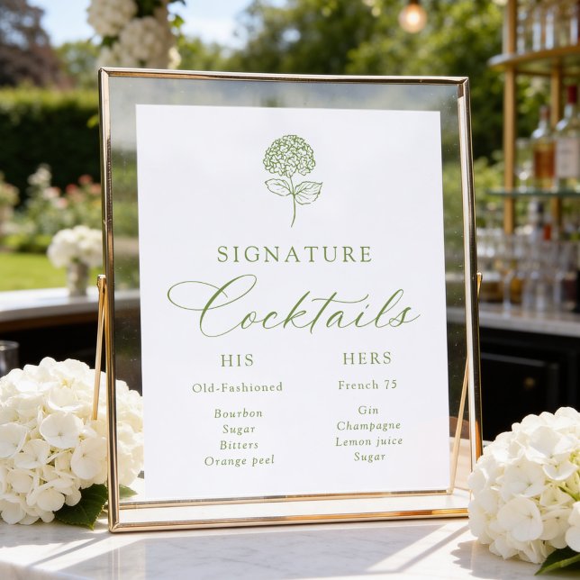 Classic Olive Green Hydrangea Signature Drinks Poster (Creator Uploaded)