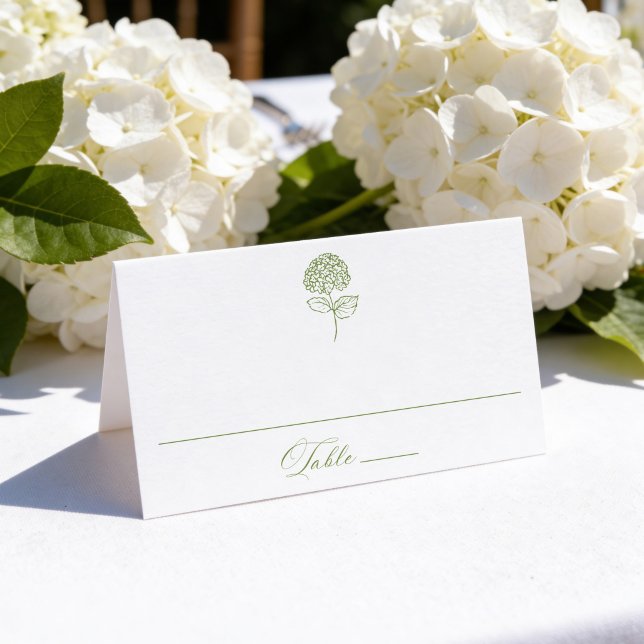 Classic Olive Green Hydrangea Wedding Place Card (Creator Uploaded)