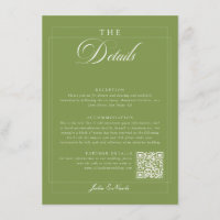 Classic Olive Green Ivory Calligraphy QR Details