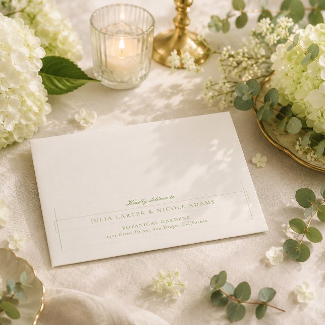 Classic Olive Green Ivory Calligraphy Wedding Envelope (Creator Uploaded)