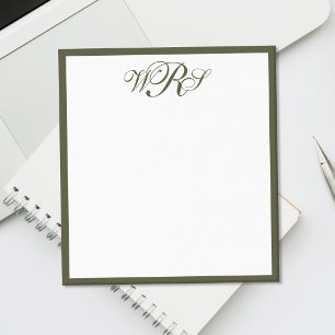 Classic Olive Green Monogram Notepad