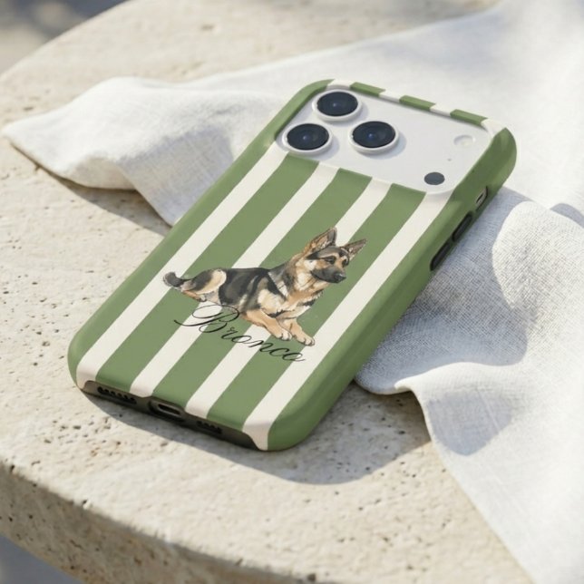 Classic Olive Green Stripe German Shepherd (Classic Olive Green Stripe German Shepherd iPhone Case)