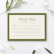 Classic Olive Green Typography Wedding RSVP