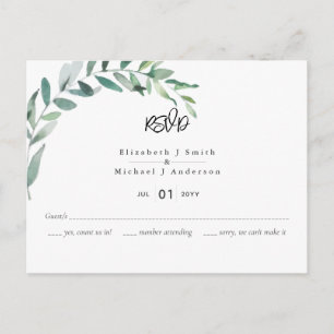 Classic Olive Leaves RSVP Budget Postcard