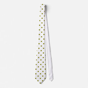 Classic Olive Polka Dot Pattern on White Tie