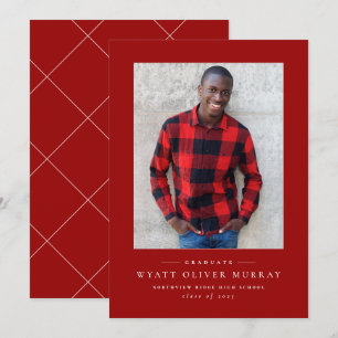 Classic one photo red graduation announcement