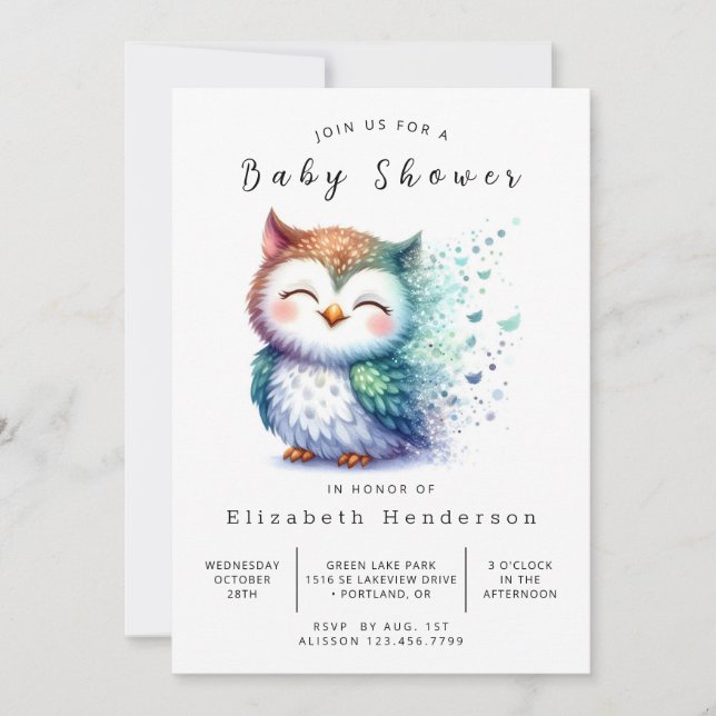 Classic Online Owl Baby Shower Invitation (Front)
