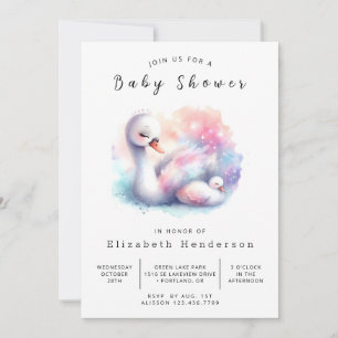 Classic Online Swan Baby Shower Invitation