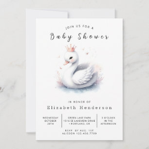 Classic Online Swan Baby Shower Invitation