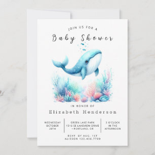 Classic Online Whale Baby Shower Invitation