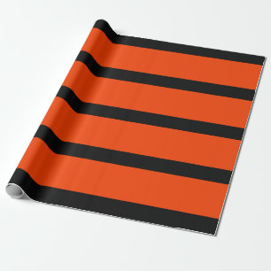 Classic Orange and Black Pencil Stripes Halloween  Wrapping Paper