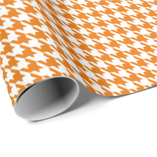 Classic Orange and White Houndstooth Pattern  Wrapping Paper