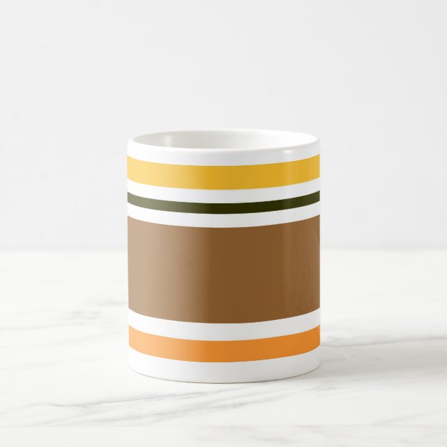 Classic Orange Black Brown Pattern Stripes Mug (Center)