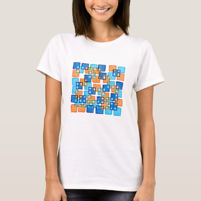 Classic Orange & Blue Squares tshirt (Front)