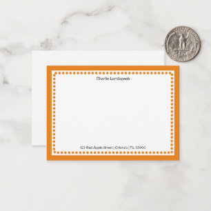 Classic Orange Border & Dots Monogrammed Card