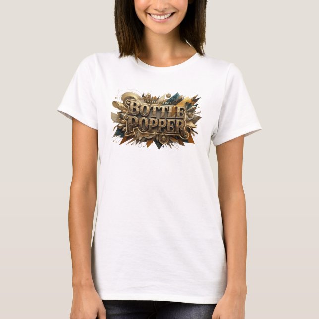 Classic Orange BOTTLE POPPER 3D Text Art T-Shirt (Front)