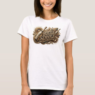 Classic Orange BOTTLE SERVICE Artistic Motif T-Shirt