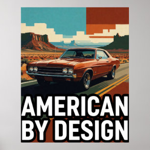 ⭐ Classic Orange Car Retro Travel Poster