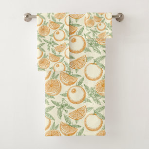 Classic Orange Fruit Pattern Bath Towel Set