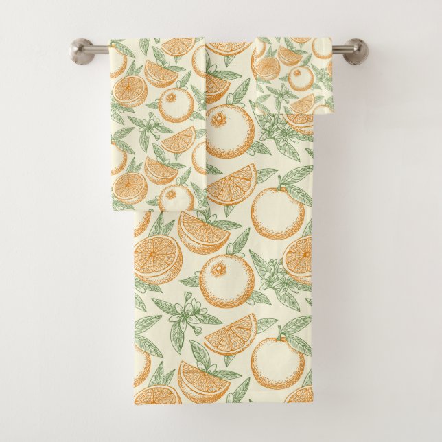 Classic Orange Fruit Pattern Bath Towel Set (Insitu)