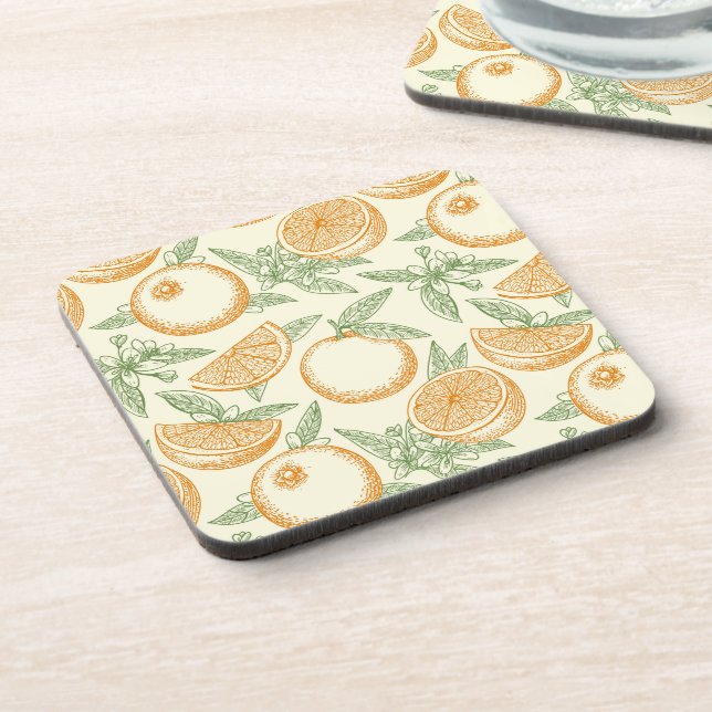 Classic Orange Fruit Pattern Coaster (Left Side)