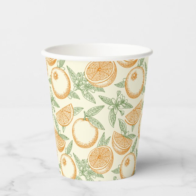 Classic Orange Fruit Pattern Paper Cups (Front)