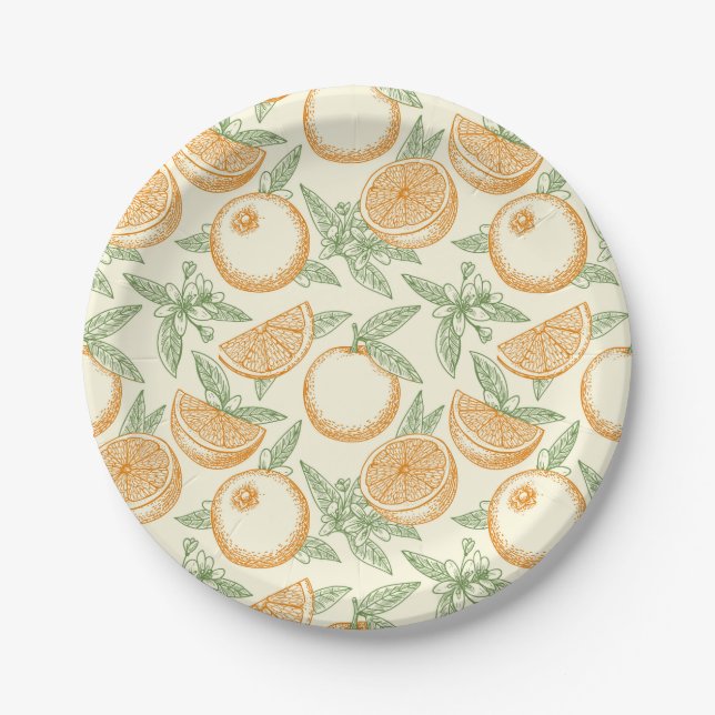 Classic Orange Fruit Pattern Paper Plate (Front)