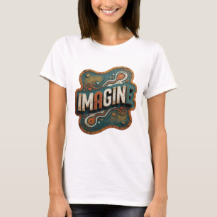 Classic Orange IMAGINE Artistic Motif T-Shirt