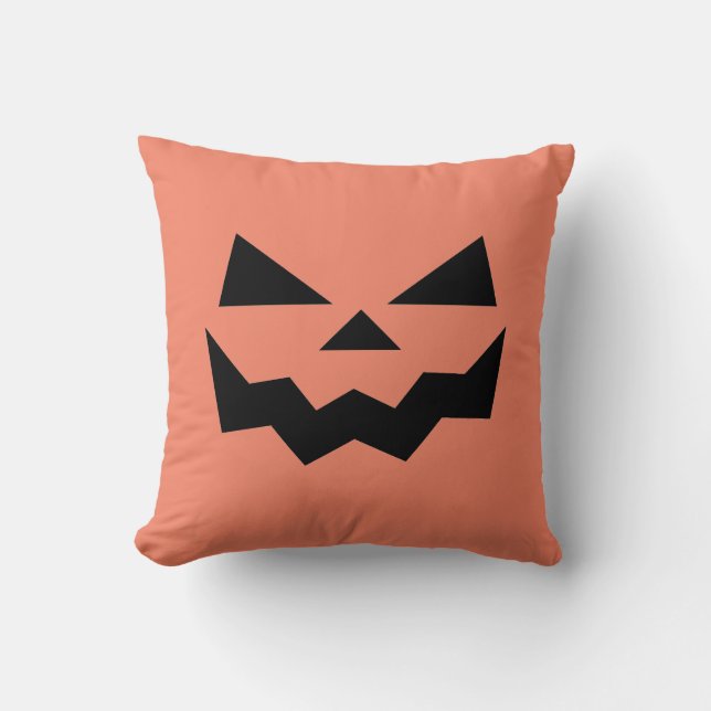 Classic Orange Jack-o-lantern pumpkin face  Cushion (Front)