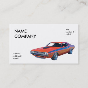 classic orange muscle car business card