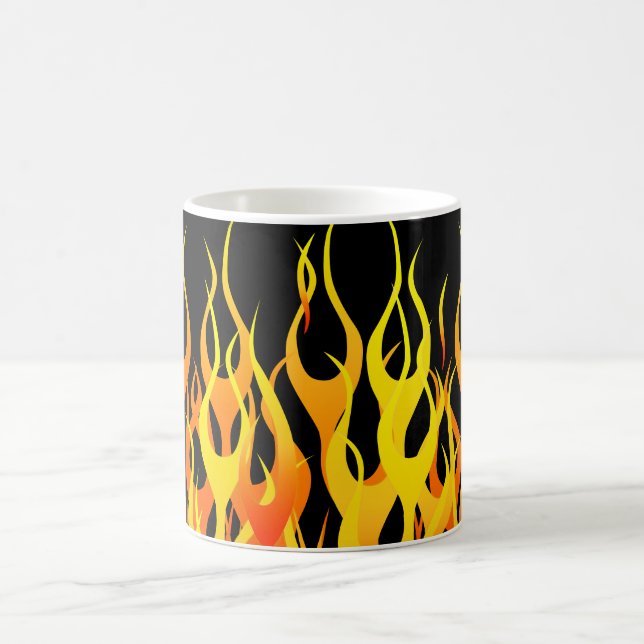 Classic Orange Racing Flames on Fire Coffee Mug (Center)