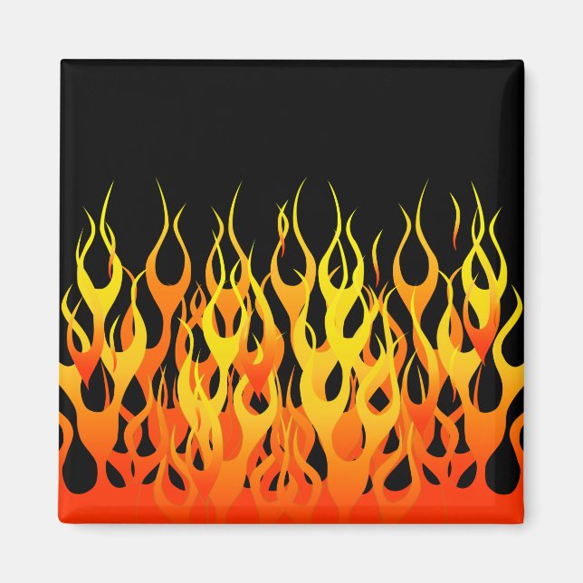 Classic Orange Racing Flames on Fire Magnet (Front)