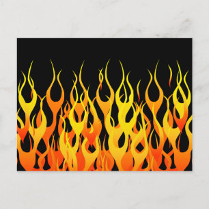 Classic Orange Racing Flames on Fire Postcard