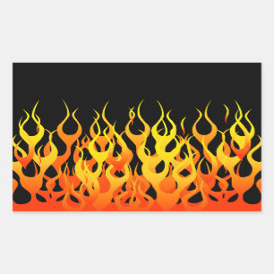 Classic Orange Racing Flames on Fire Rectangular Sticker