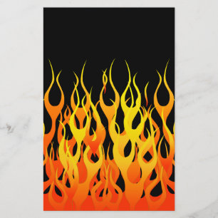 Classic Orange Racing Flames on Fire Stationery