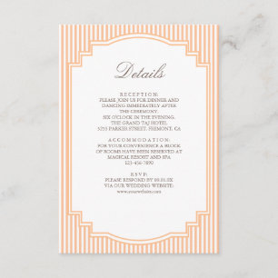 Classic Orange Striped Wedding Details Enclosure Card
