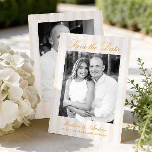 Classic Orange Stripes Photo Wedding Save The Date
