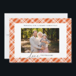 Classic Orange Tartan Plaid Two Photos Christmas Holiday Card<br><div class="desc">Spread holiday cheer to family and friends this season with our Classic Adorable orange Tartan Plaid Custom Photos Christmas Holiday Card. Featuring a timeless light brown gingham plaid design, this card is perfect for showcasing your favourite photo, creating a truly personal touch. The Word Love is in calligraphy font for...</div>