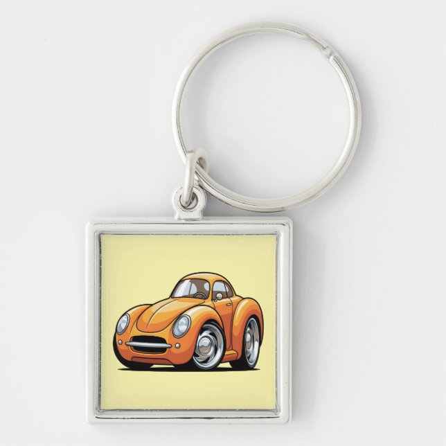 Classic Orange Toon Car Key Ring (Front)