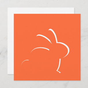 Classic Orange White Bunny Easter Card