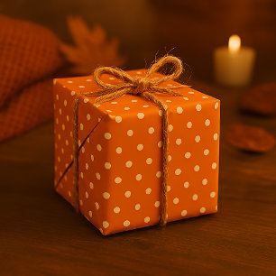 Classic Orange & White Polka Dot Seamless Fall Wrapping Paper