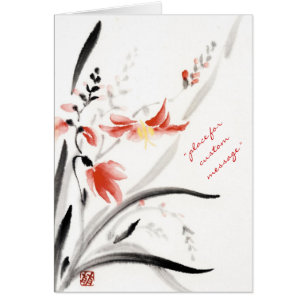 Classic oriental chinese sumi-e ink flowers paint