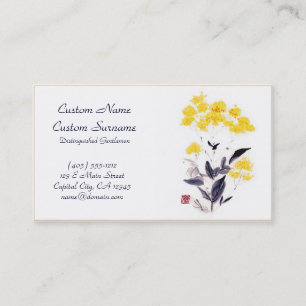 Classic oriental chinese sumi-e ink flowers paint business card