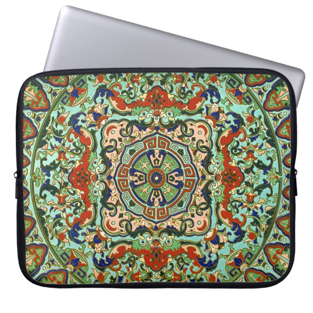 Classic Oriental Geometric Panel Laptop Sleeve (Front)