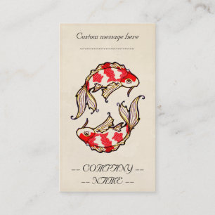 Classic oriental japanese koi carp fish  tattoo business card
